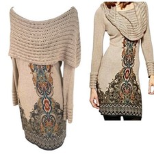 Vestido suéter Philosophy tamanho S paisley crochê fora do ombro malha manga longa outono comprar usado  Enviando para Brazil
