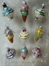 9 enfeites de Natal de vidro cupcakes sorvete cones doces guloseimas alvo 2010 comprar usado  Enviando para Brazil
