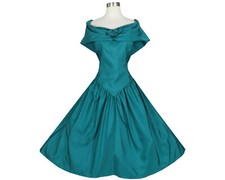Vestido de festa vintage anos 80 azul-petróleo formatura 2X plus size azul verde saia completa saia Hi Lo, usado comprar usado  Enviando para Brazil
