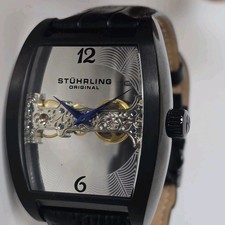 Relógio mecânico Stuhrling original ponte esqueleto 43mm preto comprar usado  Enviando para Brazil