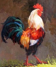 Usado, Pintura a óleo arte dos sonhos animal galo galo aves canticleer paisagem lona comprar usado  Enviando para Brazil