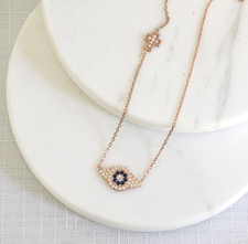 Colar pingente cruz Mati grego prata esterlina 925 ouro rosa olho mau comprar usado  Enviando para Brazil