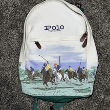 Mochila Polo Ralph Lauren Estampa Equestrain Lona Verde Branco Leia comprar usado  Enviando para Brazil