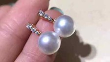 BRINCOS ENORMES AAAA 10-11mm natural mar do sul branco redondo pérola gancho ouro 18K comprar usado  Enviando para Brazil