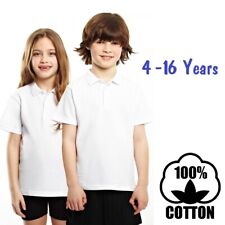 Camisa polo masculina feminina 100% algodão escola lisa PE esportes ginásio idade 3-16 off-white comprar usado  Enviando para Brazil
