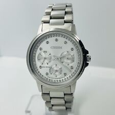 Relógio Citizen Silhouette feminino prata aço mostrador branco cristal 37 mm FD2040-57A comprar usado  Enviando para Brazil