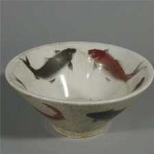 Tigela de porcelana antiga requintada com padrão de interesse de peixe 12,5 cm comprar usado  Enviando para Brazil