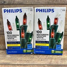 (2) Mini luces Philips 100 unidades rojas claras esmeriladas blancas interiores exteriores segunda mano  Embacar hacia Argentina