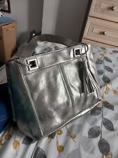 Pewter leather handbag for sale  RUGELEY