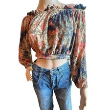 Blusa cropped Free People BOHO cigana colorida artística fora do ombro tamanho médio  comprar usado Blusa cropped Free People BOHO cigana colorida artística fora do ombro tamanho médio  comprar usado  Enviando para Brazil