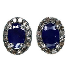Prata esterlina 925 4 x 6 mm. Brincos de ouro branco com safira azul e diamante comprar usado  Enviando para Brazil