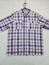 Camisa masculina Habit pesca tamanho G vermelha branca azul xadrez ventilada solar ao ar livre Gorpcore comprar usado  Enviando para Brazil