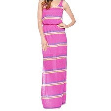 Vestido maxi listrado roxo rosa esplêndido médio M fenda lateral Hermosa feminino” comprar usado  Enviando para Brazil