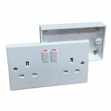 Soquete de parede 13A comutado 2 gangues duplo plugue elétrico + caixa traseira 25mm branco comprar usado  Enviando para Brazil