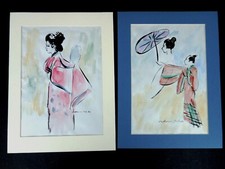 Japon aquarelles signees d'occasion  France