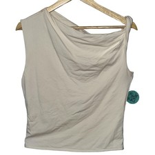 Blusa assimétrica Abercrombie & Fitch branca creme modal franzida sem mangas tamanho M comprar usado  Enviando para Brazil