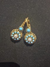 Turquoise goldtone leverback for sale  LONDON