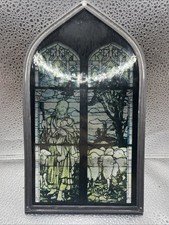 Vitral vintage Jesus Shepherd ovelha apanhador de sol janela arqueada moldura de metal comprar usado  Enviando para Brazil