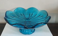 Compota azul vintage L E Smith com pés  comprar usado  Enviando para Brazil