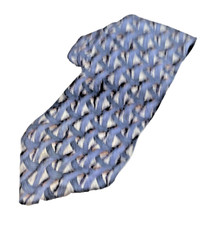 Gravata Van Heusen masculina seda azul tons cinza preto tecido geométrico abstrato comprar usado  Enviando para Brazil
