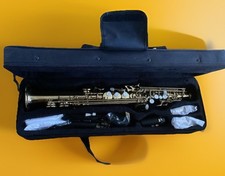 Usado, Saxofone soprano reto profissional latão BB B sax plano com estojo de transporte V6U4 comprar usado  Enviando para Brazil