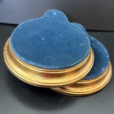 Madeira tom dourado com base de exibição azul conjunto/2 suportes de estatueta riser 7” x 6” raro comprar usado  Enviando para Brazil
