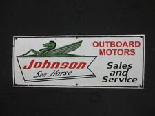 Placa de placa de metal esmaltada porcelana Johnson Outboard tamanho 30 x 12 polegadas, usado comprar usado  Enviando para Brazil