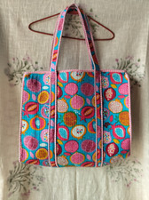 Usado, Bolsa tote de ombro acolchoada de algodão com estampa de frutas feita à mão com estampa de bloco comprar usado  Enviando para Brazil