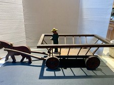 Cavalo e carrinho antigos - Cavalo e motorista esculpidos à mão - Vagão grande 17x10 arte popular comprar usado  Enviando para Brazil
