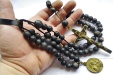 Contas de rosário carmelita antigas grandes de 6 décadas crucifixo peitoral cruz oração, usado comprar usado  Enviando para Brazil