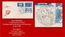 VOSTOK 1 GAGARIN launch day 12-4-1961 Russian Space cover 3 STAMPS VERSION Rare comprar usado  Enviando para Brazil
