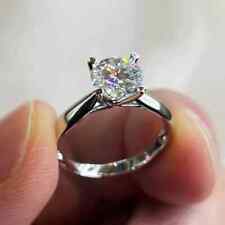 Anel de noivado de ouro branco 14K com diamante solitário corte redondo 3 quilates criado em laboratório FN comprar usado  Enviando para Brazil