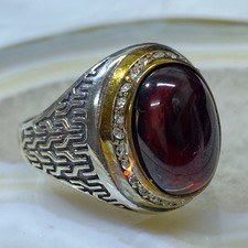 Usado, Anel masculino de luxo turco prata esterlina 925 granada vermelha feito à mão todos os tamanhos comprar usado  Enviando para Brazil
