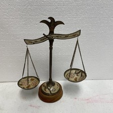 Vintage Antigo Mini Escala Esmalte Latão Balança Decorativa Casa Escala Justiça comprar usado  Enviando para Brazil
