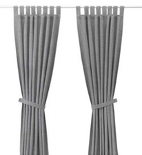 Używany, Nowe IKEA LENDA Zasłony z Wiązaniem 2 szt. 140x300 Szary Para Zasłon na sprzedaż  PL