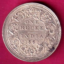 BRITISH INDIA 1862 VICTORIA QUEEN ONE RUPIA LINDA MOEDA DE PRATA #C21 comprar usado  Enviando para Brazil