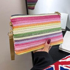 Bolsa envelope feminina colorida feita à mão casual simples requintada para compras comprar usado  Enviando para Brazil