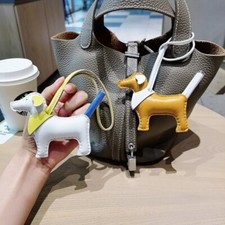 Cabide de couro genuíno da moda chaveiro bolsa de cachorro charme enfeites porta-presentes, usado comprar usado  Enviando para Brazil