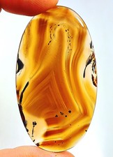 Cabochão oval pedra preciosa 94 quilates 5X34X62 mm fogo queimado natural ágata Montana HG-06 comprar usado  Enviando para Brazil