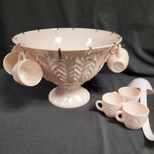 VINTAGE Jeannette Glass Co, "Shell Pink" Conjunto Completo de 27 Peças de Tigela Perfurada com CAIXA! comprar usado  Enviando para Brazil