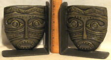 MÁSCARAS TIKI VINTAGE DE FERRO FUNDIDO MCM BOOKENDS com PATINA PINTADA DE OURO BRONZE comprar usado  Enviando para Brazil