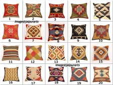 NOVA Capa de Almofada de Juta Lance Indiana Vintage Feita à Mão Kilim Travesseiro 18x18" comprar usado  Enviando para Brazil
