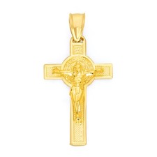 Pingente de crucifixo de ouro maciço 10k dupla face com São Bento comprar usado  Enviando para Brazil