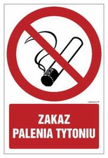 Zakaz palenia tytoniu - tablica 15 X 22,5 CM, PN - PŁYTA sztywna 1MM   na sprzedaż  PL
