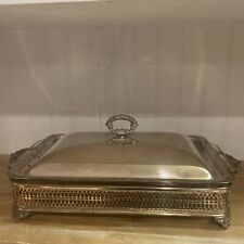 Plato para servir buffet con vidrio Sheffield Silverplate - vintage, usado segunda mano  Embacar hacia Argentina