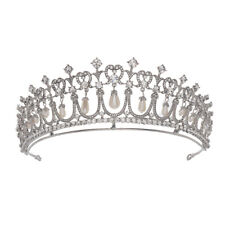 Coroa tiara feminina princesa rainha nó amor pérola cristal Diana 5,5 cm de altura comprar usado  Enviando para Brazil
