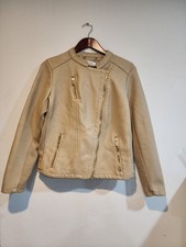 Usado, Jaqueta de Moto Calvin Klein Couro Sintético Bis Bege Bronzeado Tamanho Médio Elástico Zíper Lateral comprar usado  Enviando para Brazil
