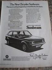 New chrysler sunbeam for sale  BRISTOL