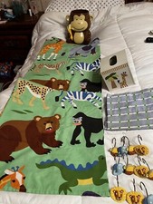 Cortina de ducha y 4 accesorios a juego/impresión zoológico infantil/azul segunda mano  Embacar hacia Mexico