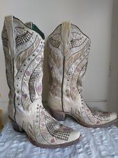 CORRAL E1547 CRYSTAL AND STUDS FLOWERS BEIGE EU39,UK6.5,US 8.5 COWBOY BOOTS comprar usado  Enviando para Brazil